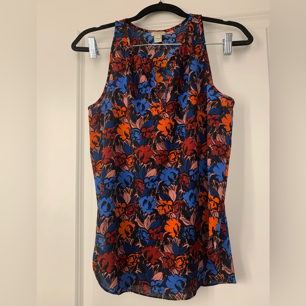 J. Crew Sleeveless Floral Blouse Size 4